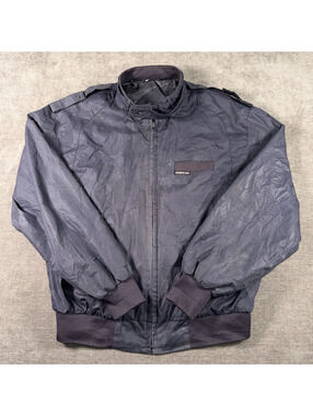 Members Only Classic Navy Blue Bomber Jacket, Medium